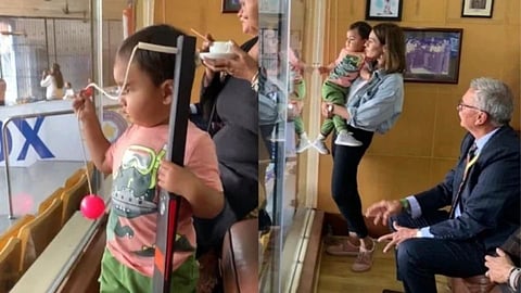 IND vs SL mayanti langer watches day night test with son