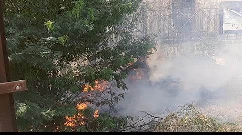 fire started due to short circuit of electric pole near BSNL office