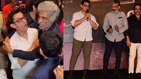Aamir Khan, Makarand Despande and SS Rajamouli at RRR bash