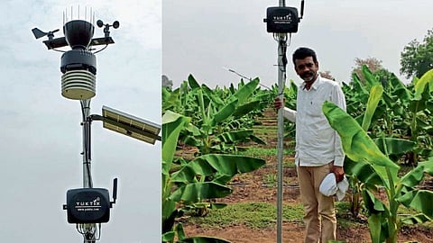 शेतकऱ्याने उभारले स्वयंचलित हवामान मोजणी यंत्र