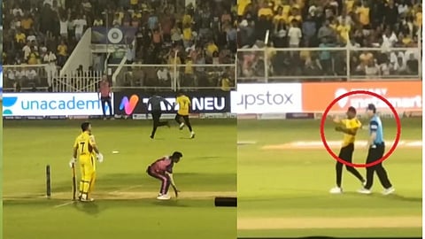 ms dhoni fan came in ground to meet