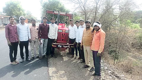 Villagers with stolen tractor