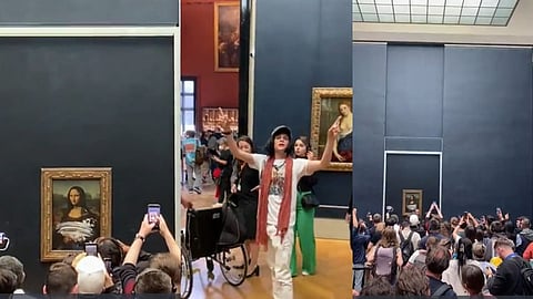 Smears Mona Lisa Portrait With Cake