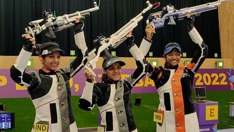 ISSF World Cup Indian Women's Shooting Team won Gold Medal in 10m air rifle team