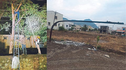 MSEDCL Workers repairing Electricity Polls