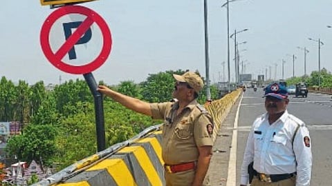 No Parking Board on Flyover