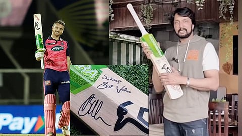 kichcha sudeep gets signed bat from jos buttler