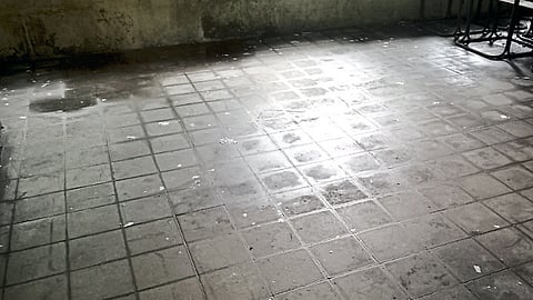 Bhalekar school building leaking rainwater accumulated in the rooms