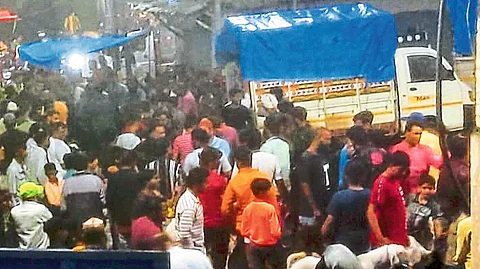 Crowds thronged the market on Thursday evening to buy goats for Curry Eid.