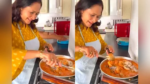 actor lokesh gupte shared video about alka kubal make kolambi prawns curry at congratulation movie set london