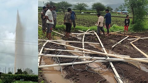 borewell water spray of 100 feet latest marathi news