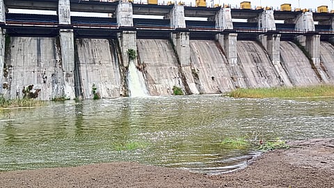 Water coming from River Gate after release from Amravati Dam due to water scarcity.