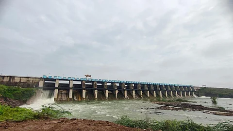 Two gates of Lower Dudhna Dam opened