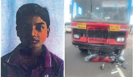 2 wheeler under mehkar bus Inset died roshan kongale