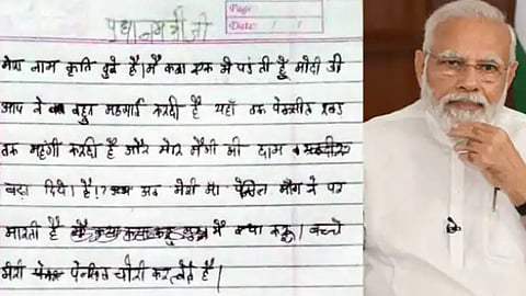 small girl write letter to Narendra Modi
