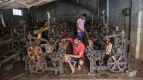 Machinary in flood water