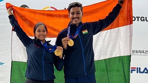 ISSF Shooting World Cup Shahu Tushar Mane Mehuli Ghosh Won Gold Medal In 10m Air Rifle Mixed Team