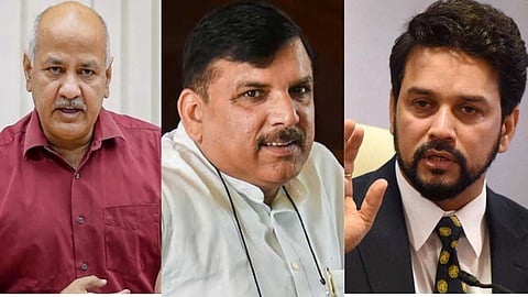 cbi raids on manish sisodia house aap mp sanjay singh and bjp anurag thakur statement