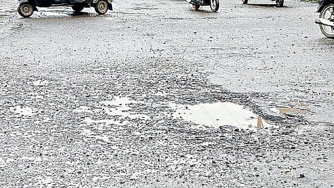 Potholes on the road