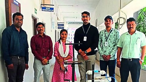 Students of Godavari Engineering with a project on bicycle powered water purifier.