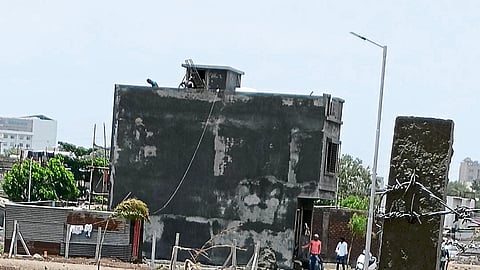 Ongoing concrete works at Vinayanagar on Gunthewari plot