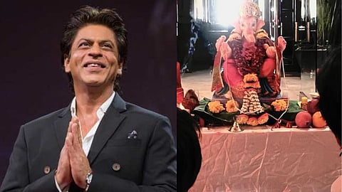 ganesh chaturthi 2022 shah rukh khan and son abram welcome ganpati home