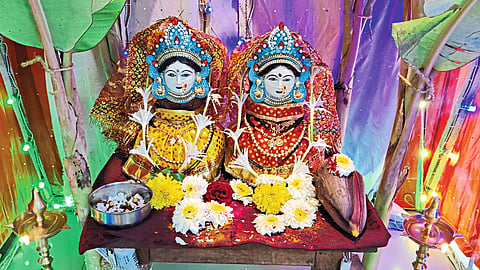 Kanbai decoration at Tushar Mahale's house in Uttamnagar on Sunday.