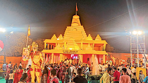 A magnificent view of the replica of the Sri Ram Temple in Ayodhya by Shri Pratishthan