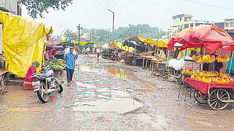 Damaged condition of road in city