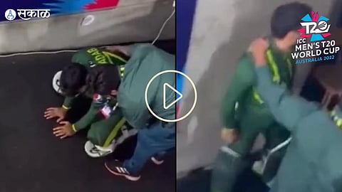 Shadab Khan crying in the pavilion