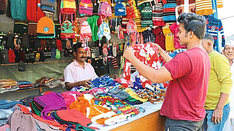 Citizens while buying sweaters