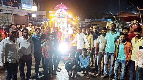A procession of Lord Balaji's chariot from the city on the occasion of Dussehra.