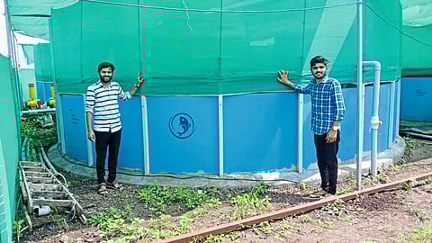 Harshal Adhagale and Pradeep Adhagale with the Biofloc project