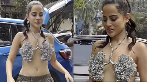 Urfi Javed latest video she wear metal wire bra dress