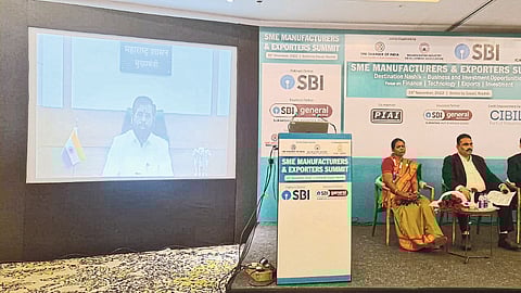 Nashik
Chief Minister Eknath Shinde while speaking at the entrepreneurs' conference through audio tape on Saturday. On acceptance of co-present