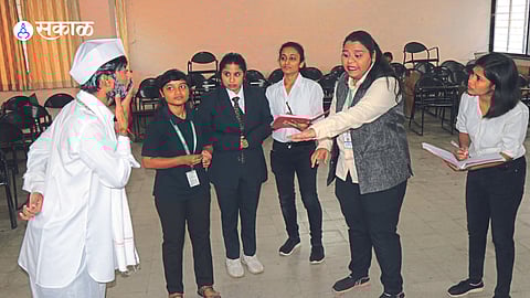 Competitors performing a skit at the 'Sakaal Yin' art festival on Friday.