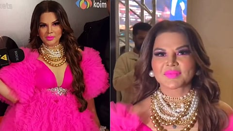 Rakhi Sawant get trolled for her pink fur gown at filmfare dubai