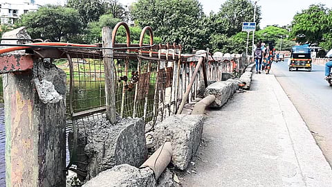 The bridge has fallen into such disrepair due to lack of maintenance.