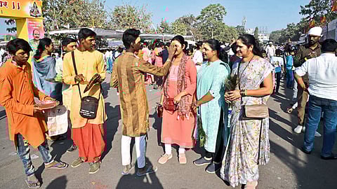 young devotee wearing a forehead tila with joy in the city of Mahakal