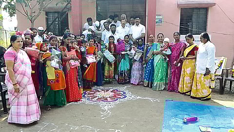 Family members, villagers and village panchayat officials along with mothers welcomed the birth of girls here.