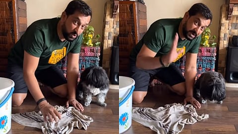 prasad oak clean his house share funny video with wife manjiri oak