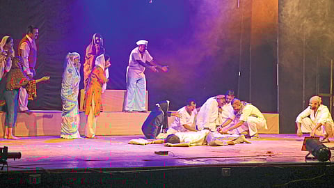 Actors of Bosch Fine Art Institute presenting scenes from the play Shityudh Sadananda in the state drama competition