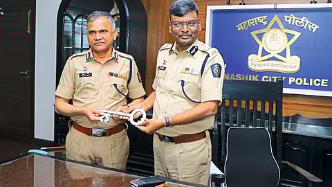 Newly appointed Police Commissioner Ankush Shinde took charge from outgoing Police Commissioner Jayant Naiknaware on Friday.
