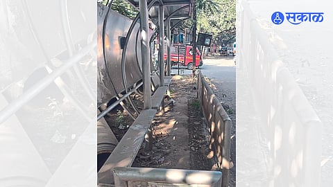 The plight of the bus stop here.