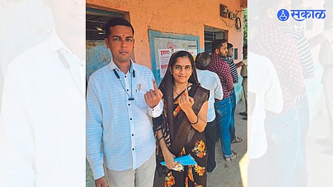 Villagers exercising their right to vote at the Centre.