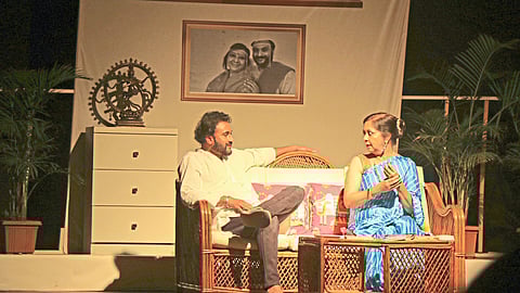 An episode from the play 'Saubhagyavati Chiranjeev' performed at the State Drama Competition on Thursday.