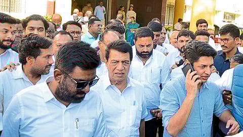 Satyajit Tambe after filing his candidature for the five-year election of Nashik Graduate Constituency