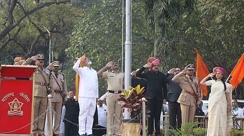 Dada Bhuse during Flag Hosting on Police Parade Ground
