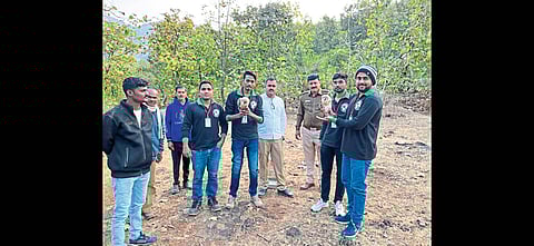 Shendwad (St. Sakri): Officials of the Wildlife Conservation Society and the Forest Department etc. while releasing the baby owls in the dense forest