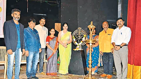 Dignitaries inaugurating the 61st Maharashtra State Sanskrit Drama Competition.